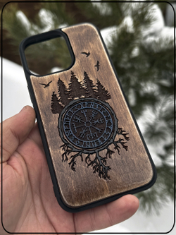 Чехол для iPhone 15 pro max Cлавянская культура из дерева