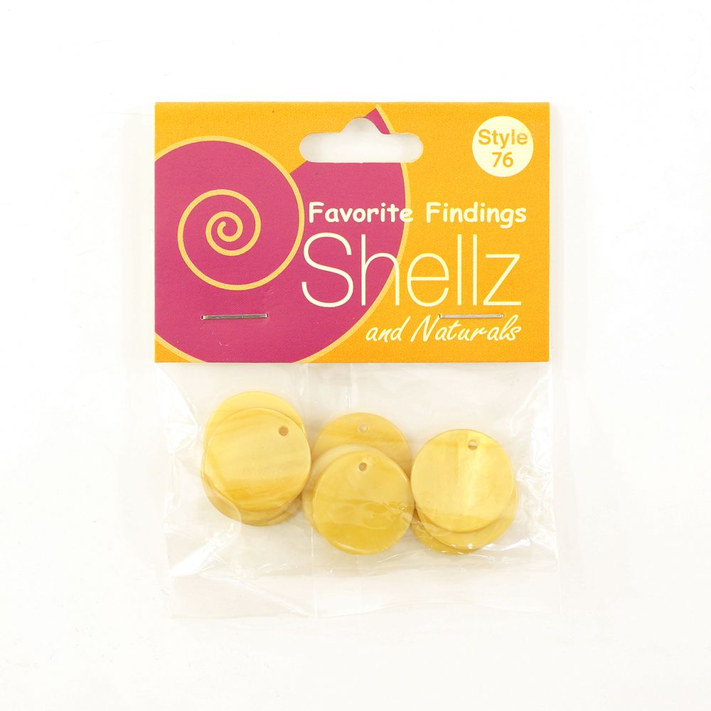 Пуговицы на ножке, ракушка, Shellz & Natural Round River Shell Dangles 20 мм, жёлтый, 10 шт, Blumenthal Lansing Пуговицы на ножке, ракушка, Shellz & Natural Round River Shell Dangles 20 мм, жёлтый, 10 шт, Blumenthal Lansing