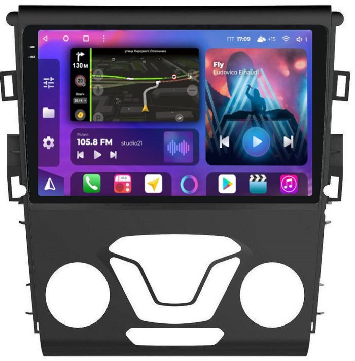Магнитола для Ford Mondeo 5 2015-2019 - FarCar BM377M-2K монитор 9.5" 2K QLED на Android 14, Быстрая, CarPlay, 4G SIM-слот