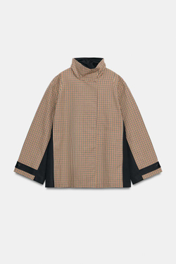 ZARA КОРОТКАЯ ПАРКА В КЛЕТКУ — ZW COLLECTION, КОРИЧНЕВЫЙ/ЭКРЮ