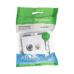 ATLASDESIGN РОЗЕТКА двойная ТВ + компьютерная RJ45 кат. 5e, механизм, АЛЮМИНИЙ