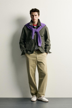 ZARA БРЮКИ ЧИНОС STRAIGHT FIT, СВЕТЛЫЙ ХАКИ