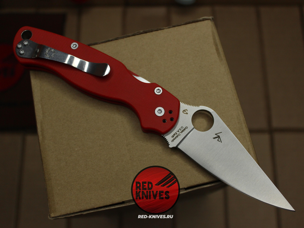 Нож Spyderco Paramilitary 2 G10 - красная рукоять, клинок сатин RK/469