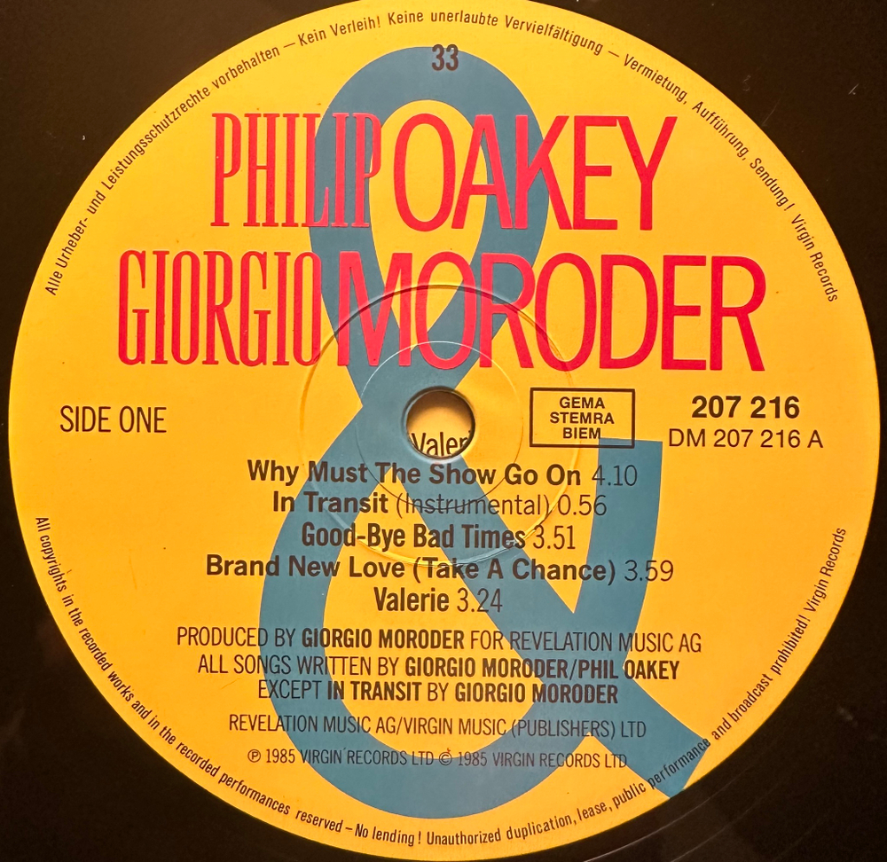 Philip Oakey & Giorgio Moroder (Европа 1985г.)