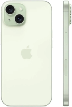 Смартфон Apple A3090 iPhone 15 256Gb зеленый моноблок 3G 4G 1Sim 6.1" 1179x2556 iOS 17 48Mpix 802.11 a/b/g/n/ac/ax NFC GPS GSM900/1800 Protect