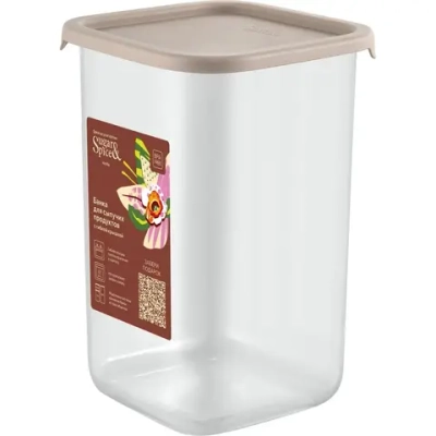 Банка для сыпучих продуктов Sugar&Spice Vanilla квадратная 1,2л, с гибкой крышкой латте (упаковка 9