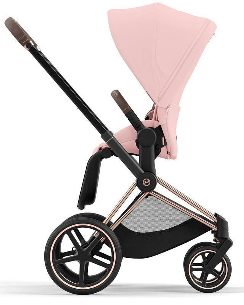 Коляска Cybex Priam IV Rosegold complete Aton S2 Moon Black Base One 4 в 1 Peach Pink