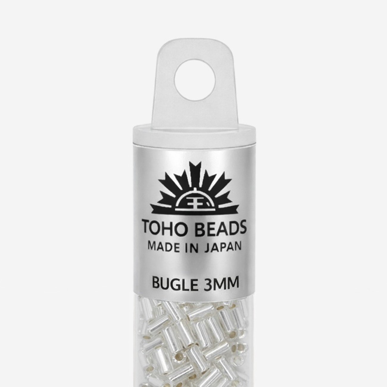Японский бисер TOHO Bugle (стеклярус) 3mm (№21), с внутренним серебрением, прозрачный