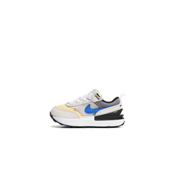 alt="Nike Waffle One Kids черно-белые с оранжевым детские кроссовки вид сбоку на белом фоне"