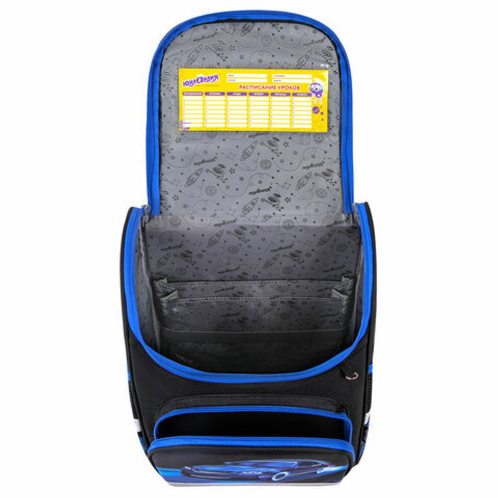 Ранец ЮНЛАНДИЯ WISE, 1 отделение, 3 кармана, устойчивое дно, "Speed race", 37x29х15 см, 271398
