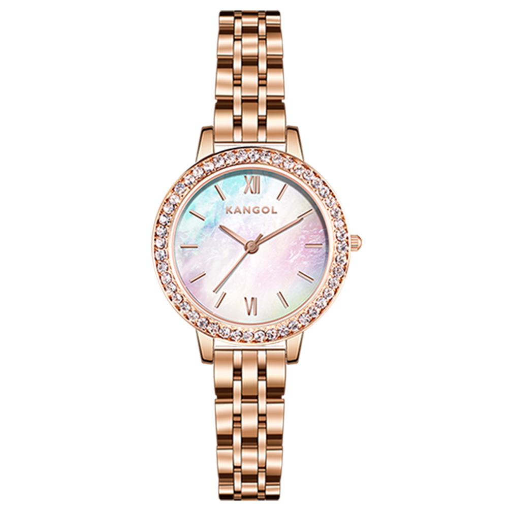 KANGOL Quartz Movement Metal Strap Watch Women"s Watch White Dial