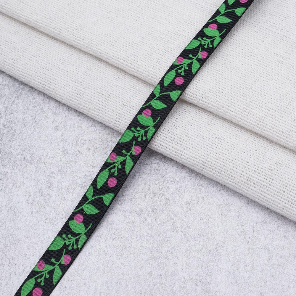 Лента репсовая (в рубчик) с рисунком 10.0 мм / 45.72 метра, ID 10112, цв.черный, 24512