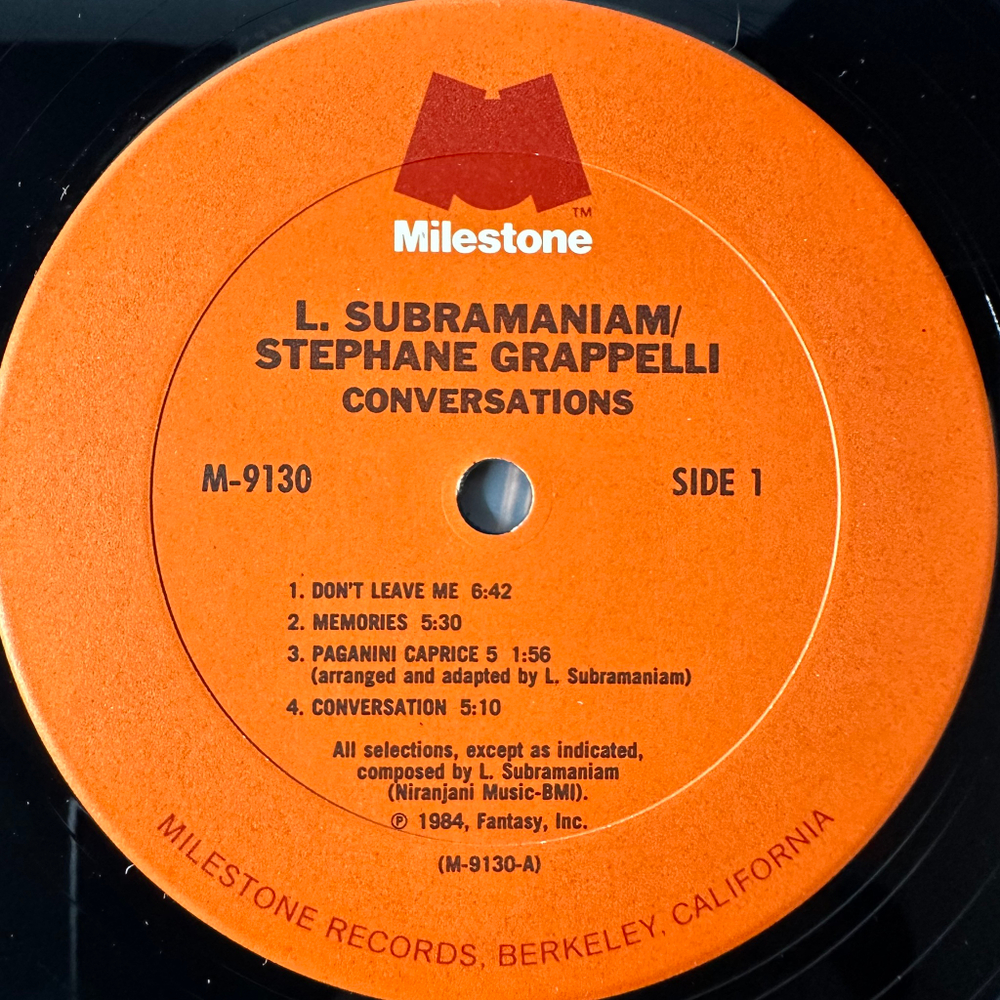 L. Subramaniam / Stephane Grappelli ‎– Conversations (США 1984г.)