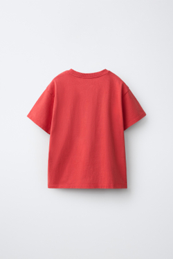 ZARA ФУТБОЛКА С ТЕКСТОВЫМ ПРИНТОМ, КРАСНЫЙ