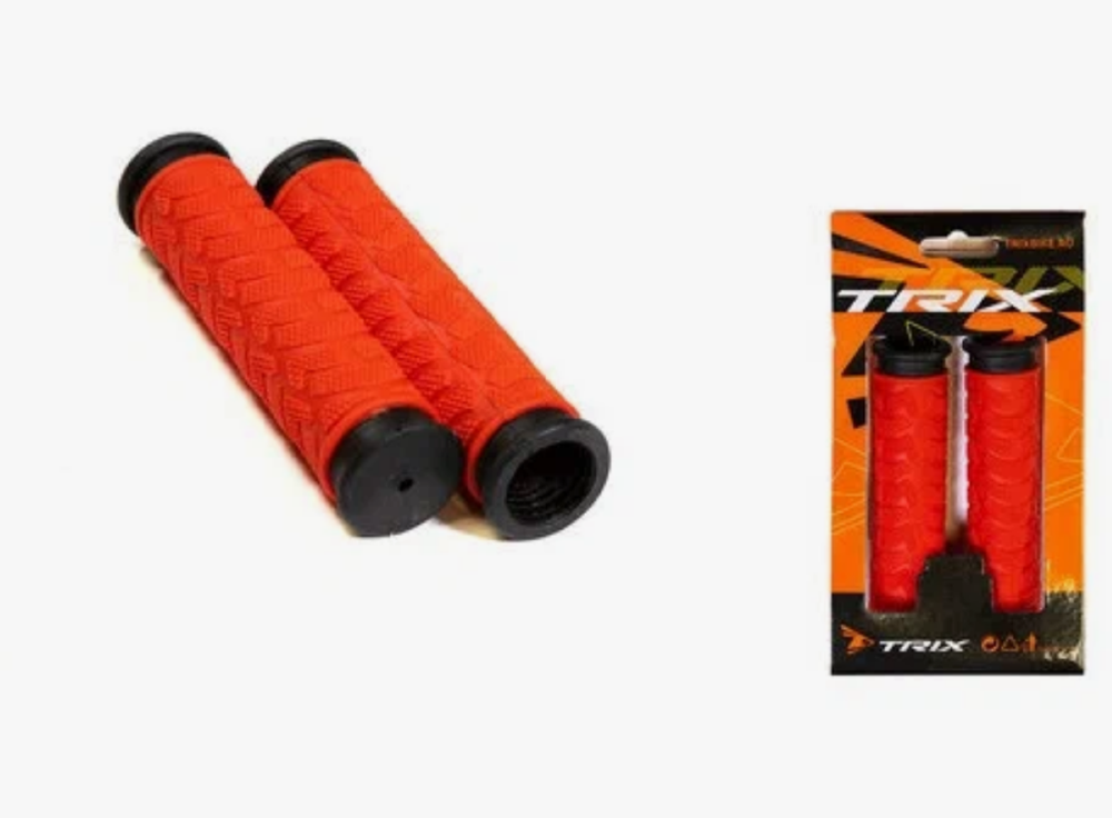 Грипсы TRIX, резиновые, 125мм, 2-х компонентные, красные с черным кантом