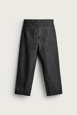 ZARA БРЮКИ ЧИНОС ИЗ ДЕНИМА СО СКЛАДКАМИ, ЧЕРНЫЙ
