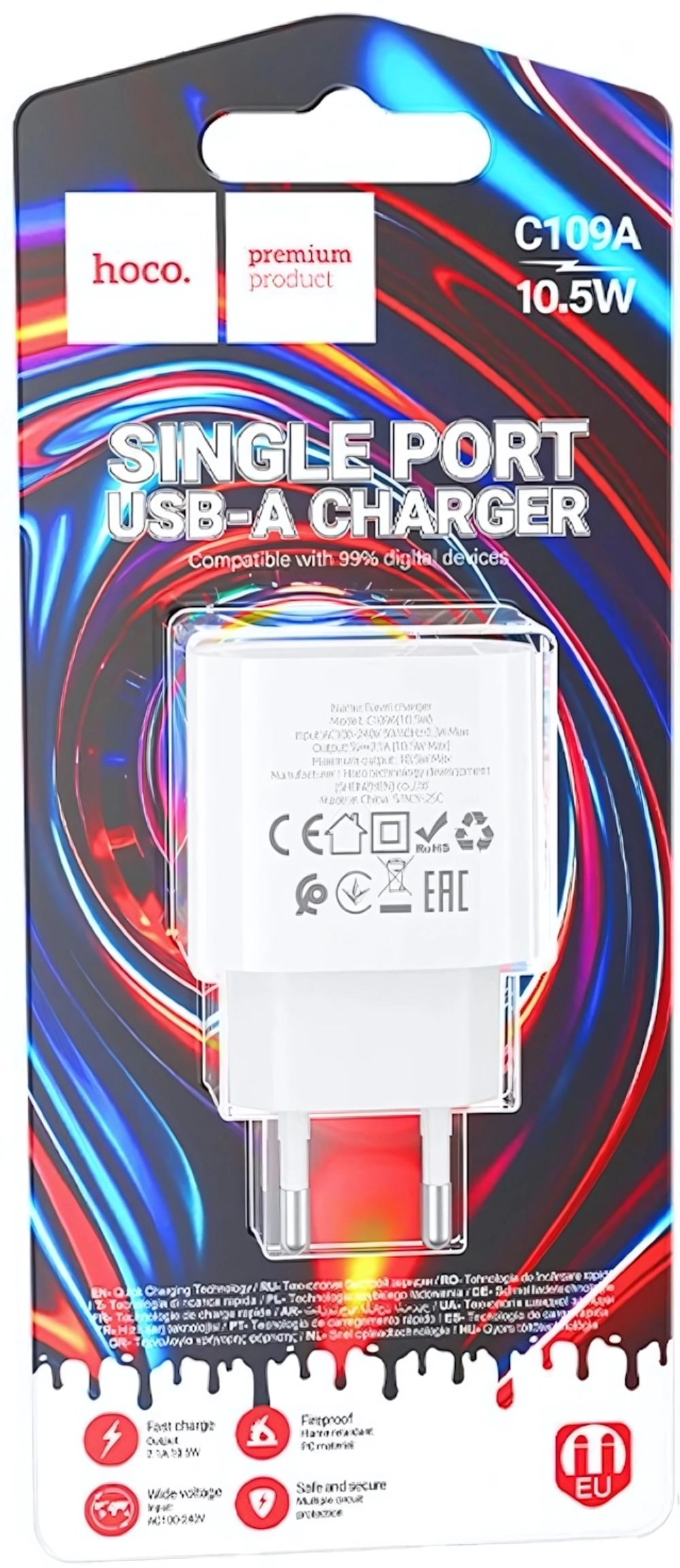 Зарядное устройство HOCO C109A 10.5W Micro белый