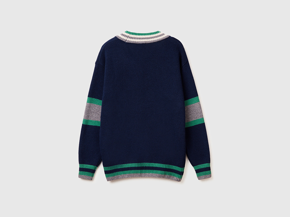 Benetton Шерстяной свитер с V-образным вырезом Stranger Things, темно-синий