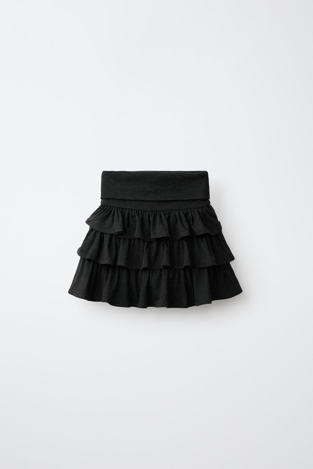 ZARA ЮБКА-ШОРТЫ С ВОЛАНАМИ И ОТВОРОТОМ, АНТРАЦИТОВО-СЕРЫЙ