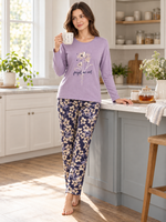Женская пижама-комплект RUBINA Secret Homewear: верх и брюки, лавандовая с цветами