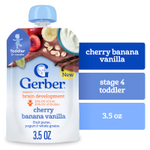 Gerber, Фруктовое пюре, йогурт и цельнозерновые, от 12 месяцев, вишня, банан и ваниль, 99 г (3,5 унции)