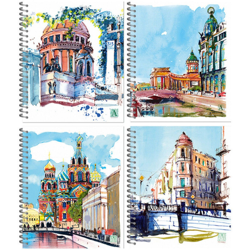Тетрадь 48л кл. ПЛН Питерские скетчи, асс., греб., 3018-48  *30