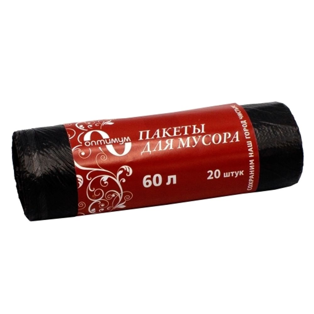 Мешки мусорные в рулонах 60л 60х70см 8мкм Оптимум (20/2000шт)
