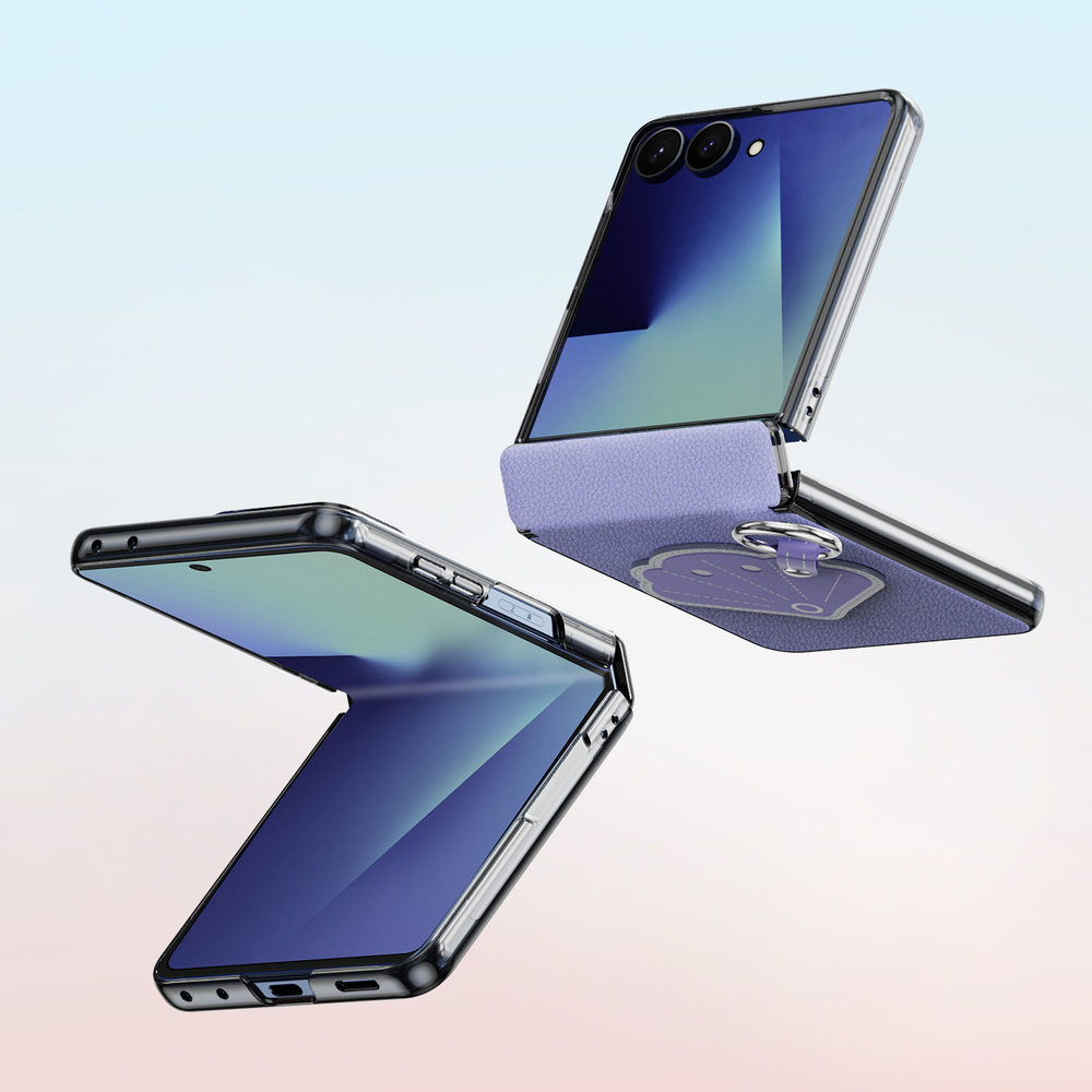 Чехол фиолетового цвета с рисунком для Samsung Galaxy Z Flip 8, серия Luvy Series Case (со съемным ремешком) от Dux Ducis