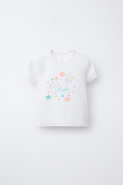 ZARA ФУТБОЛКА С ПРИНТОМ, БЕЛЫЙ