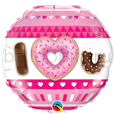 Фольгированная фигура, сердце, ILY Пончики,18"/ 46 СМ