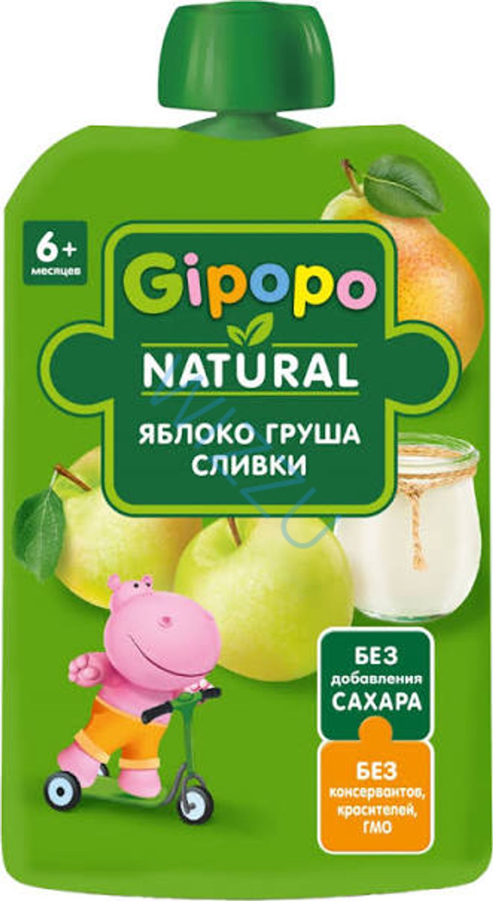 Пюре фруктово-сливочное Гипопо Яблоко-Груша-Сливки, 90 г
