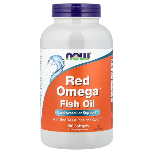 NOW Foods, Red Omega™, рыбий жир с красным ферментированным рисом и коэнзимом Q10, 180 капсул