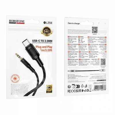 Аудио кабель AUX на Type-C Borofone BL25B (black)
