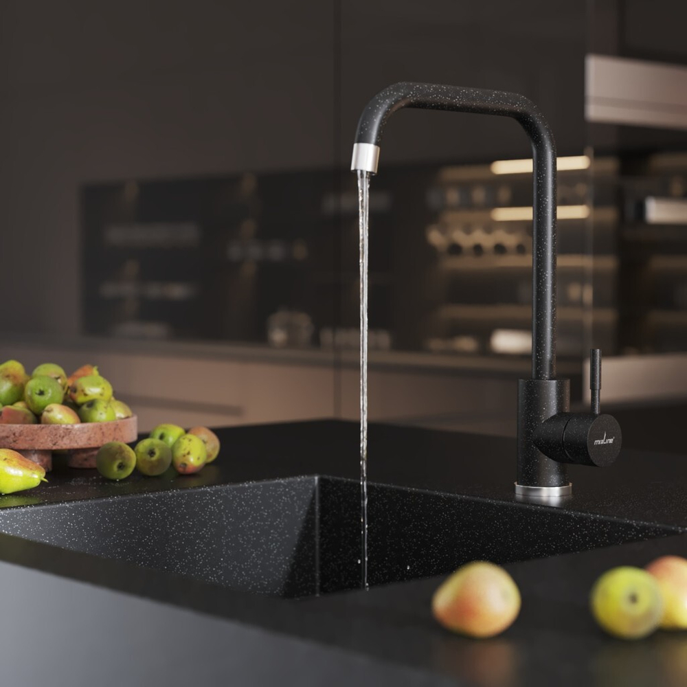 Смеситель для кухни 35к MIXLINE МЛ-ГС12 (ML-GS12) (308) черный высок. излив