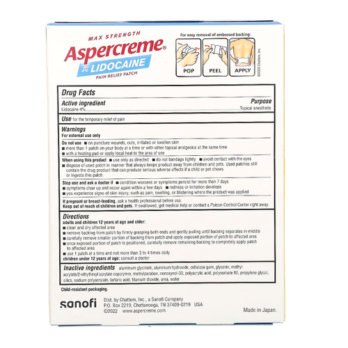Aspercreme, обезболивающий патч, с 4% лидокаином, максимальная сила действия, размер XL, без отдушек, 3 шт.
