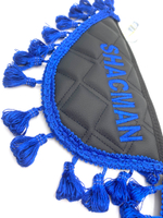 Вымпел тройной Shacman (экокожа, черный с синей вышивкой)