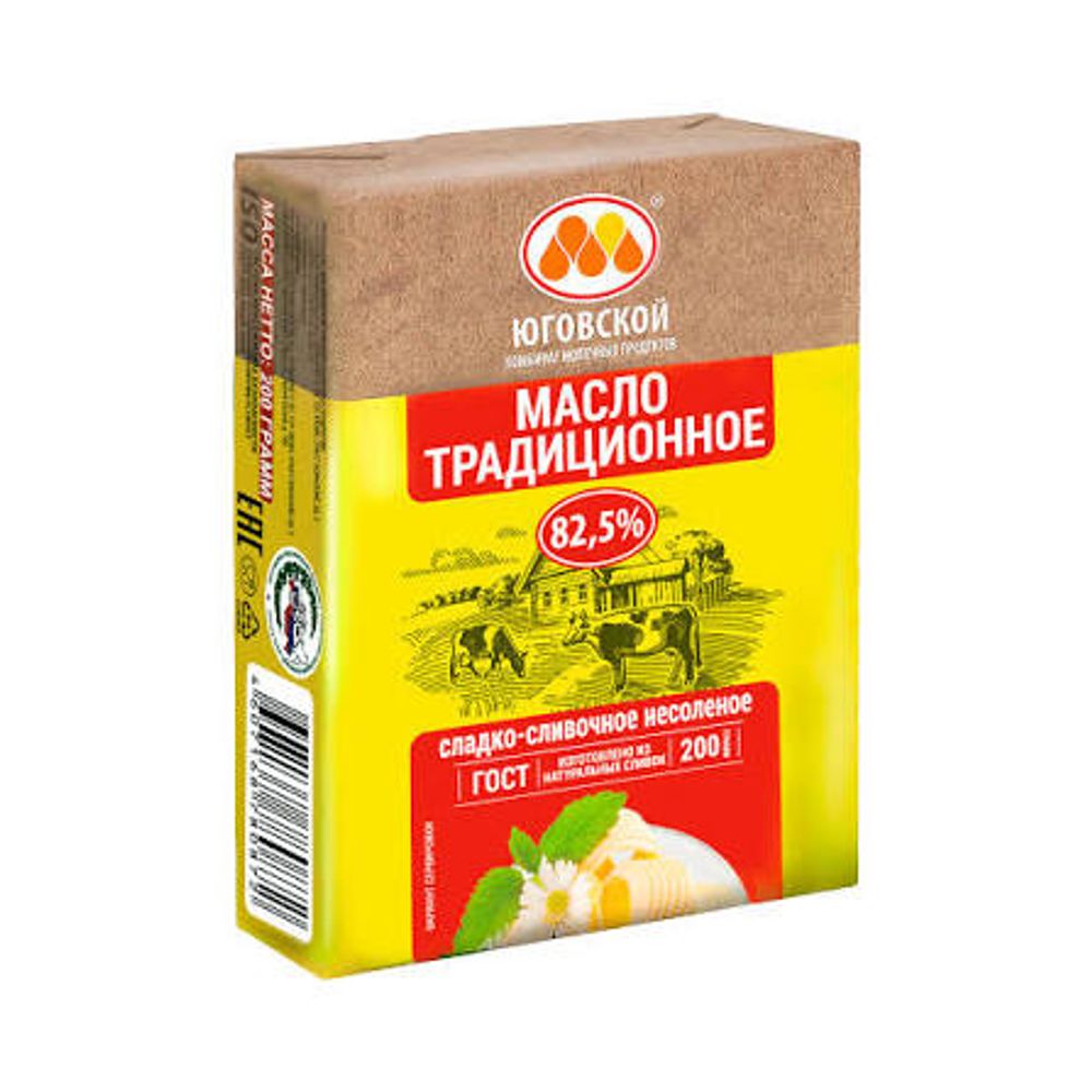 Масло сливочное Традиционное ЮКМП 82,5% 200гр