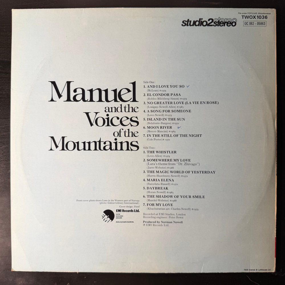 Manuel ‎– Manuel And The Voices Of The Mountains (Англия 1975г.) Promo