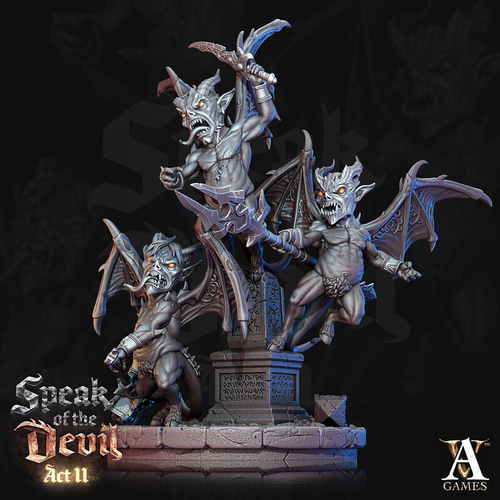 Grand Alliance Chaos  Chaos Daemons Троица бесов миниатюра для dnd, днд, pathfinder, фентези, Настольная игра, НРИ, Варгейм, РПГ