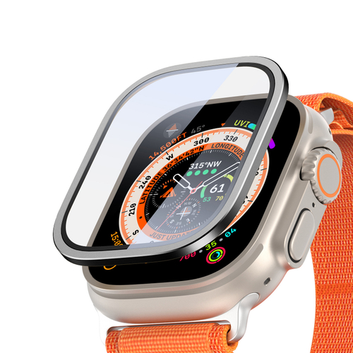 Защитное закаленное стекло с черными рамками от Dux Ducis для смарт часов Apple Watch Ultra 49mm, серия Flas Screen Protector