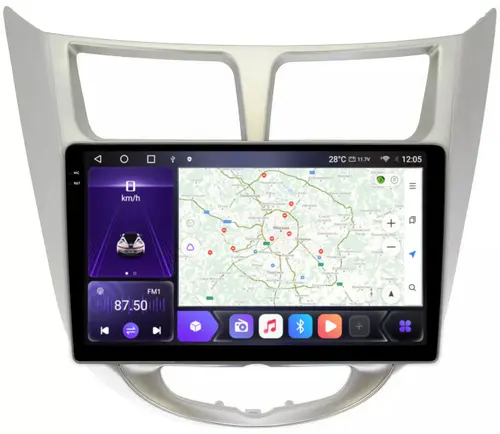 Магнитола для Hyundai Solaris 2010-2016 - Kuberg OL-9707 QLed+2K, Android 12, Быстрая, CarPlay, 4G SIM-слот