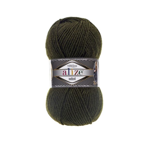 Пряжа Alize (Ализе) Superlana Midi / уп.5 мот. по 100 г, 170м, 241 зеленая черепаха А