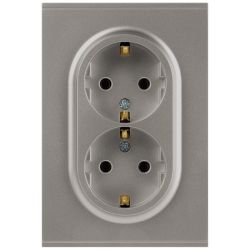 Розетка ЭРА Arktik 16-2104-07 двойная с заземлением 2X2P+E Schuko 16А-250В титан | Эра Arktik