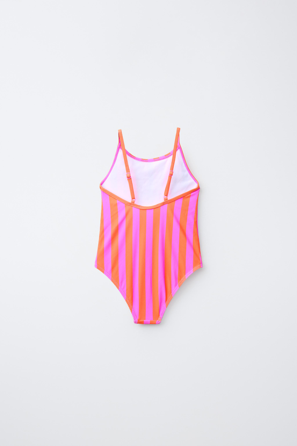 ZARA КУПАЛЬНИК В ПОЛОСКУ С НАДПИСЬЮ «LA JOLLA BEACH», НЕОНОВО-ОРАНЖЕВЫЙ