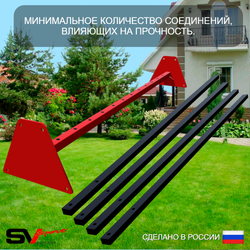 Уличные качели Sv Sport с горкой УК194КП2 (3.7м/Щит баскет/Со спинкой/Деревянные/Подвесы на подш 2к)