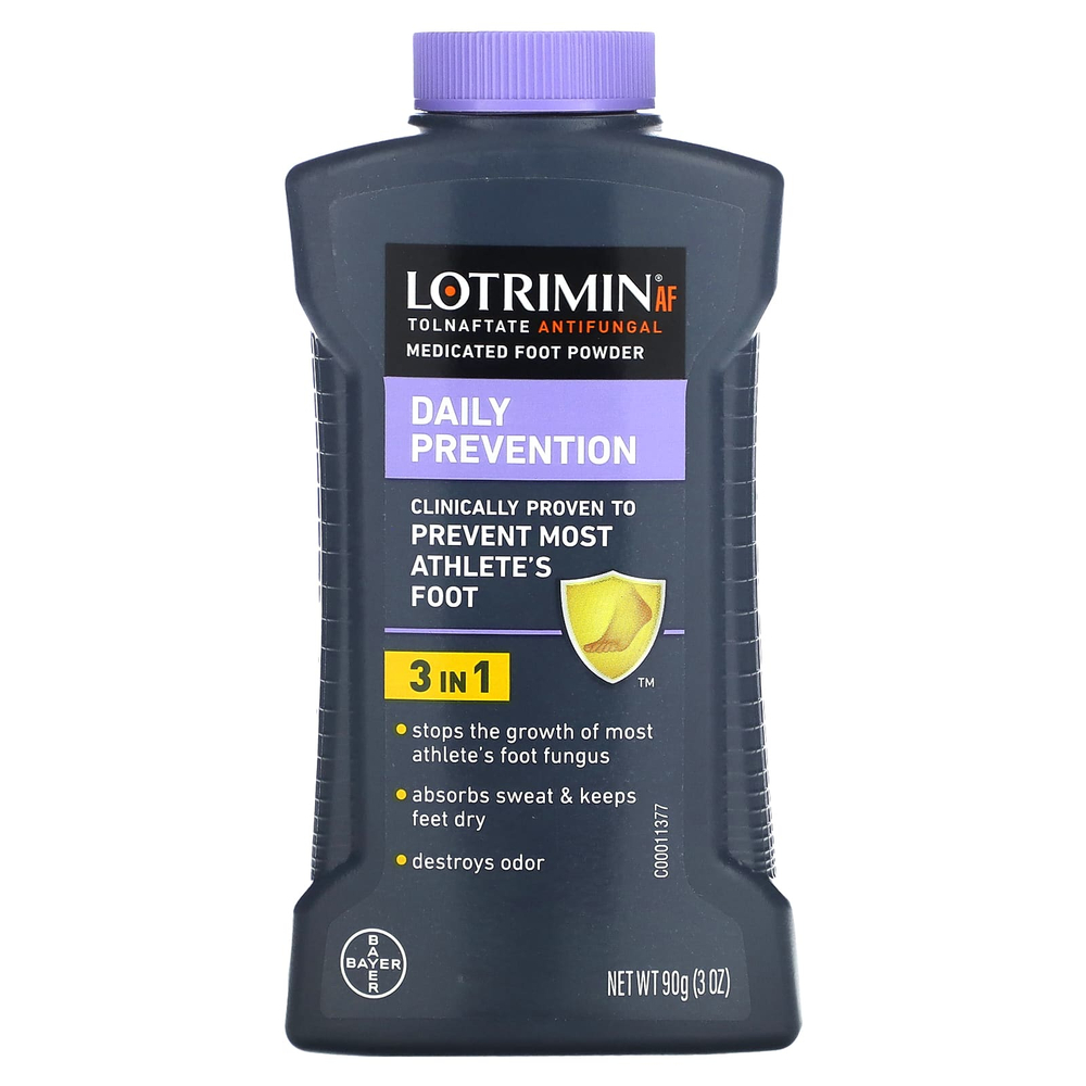 Lotrimin, Спортивная пудра для ежедневной профилактики стоп с лекарствами, 90 г (3 унции)