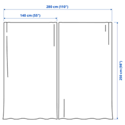 IKEA SANELA  (ИКЕА САНЕЛА)  -  Штора, 2 шт. - тёмно-синяя бархатная с люверсами 140x250 см
