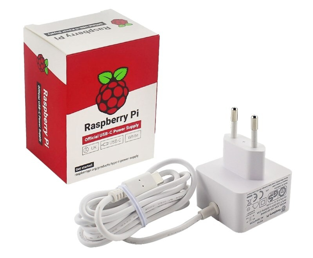 Оригинальный блок питания для Raspberry Pi 4 белый цвет