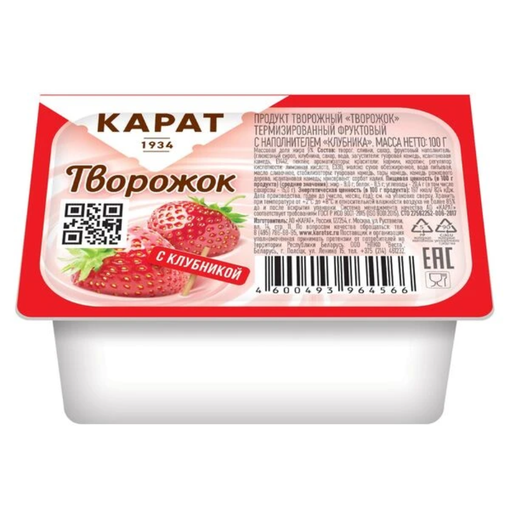 Творожок Карат с клубникой 100 гр