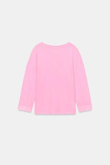 ZARA ФУТБОЛКА С НЕОНОВЫМИ ПУГОВИЦАМИ, НЕОНОВЫЙ РОЗОВЫЙ